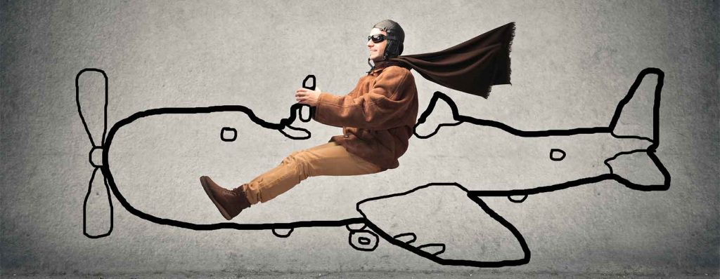 Inventor taking flight